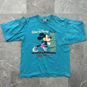 90s Vintage Walt Disney World Graphic Tee Mens Medium Marathon Long Sleeve Shirt